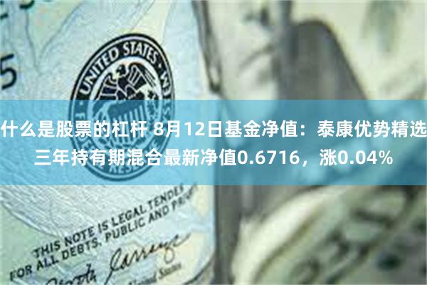 什么是股票的杠杆 8月12日基金净值：泰康优势精选三年持有期混合最新净值0.6716，涨0.04%