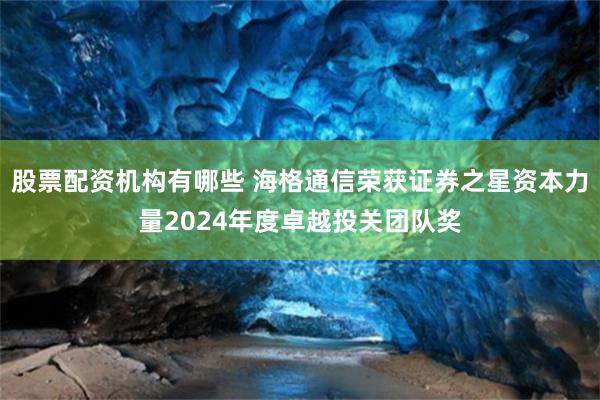 股票配资机构有哪些 海格通信荣获证券之星资本力量2024年度卓越投关团队奖