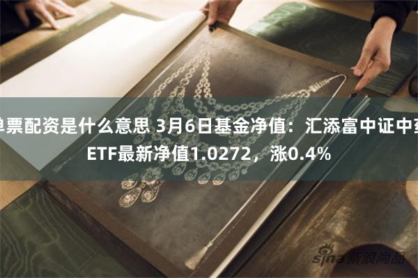 单票配资是什么意思 3月6日基金净值：汇添富中证中药ETF最新净值1.0272，涨0.4%